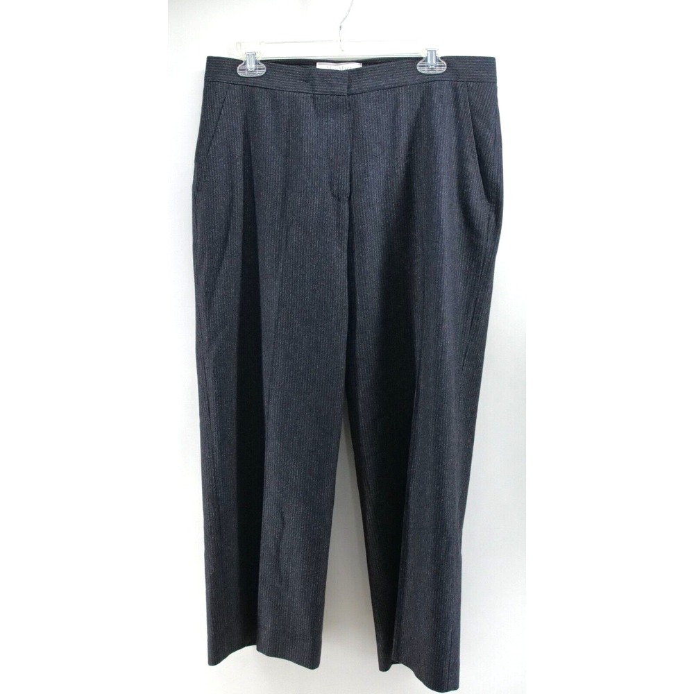 MaxMara Women's Wide Leg Pinstripe Trousers in Dark Gray